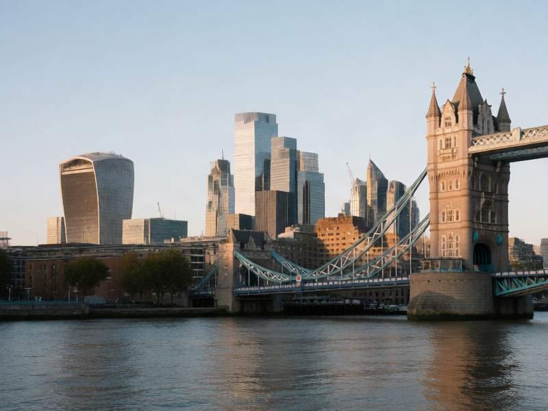 London skyline along the River Thames